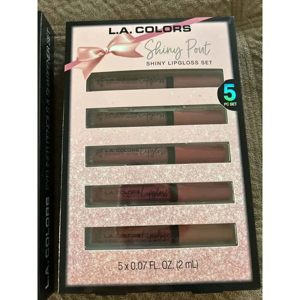 (2) LA Colors Makeup Cosmetics (1) Lip Gloss Set 5 Pc 0.07 fl oz & (1) Eyeliners